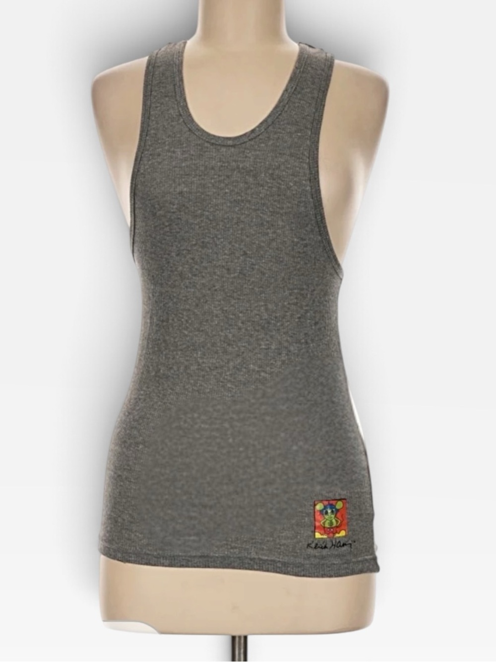 Keith Haring Heather Gray Ribbed Tank Top, Medium, EUC